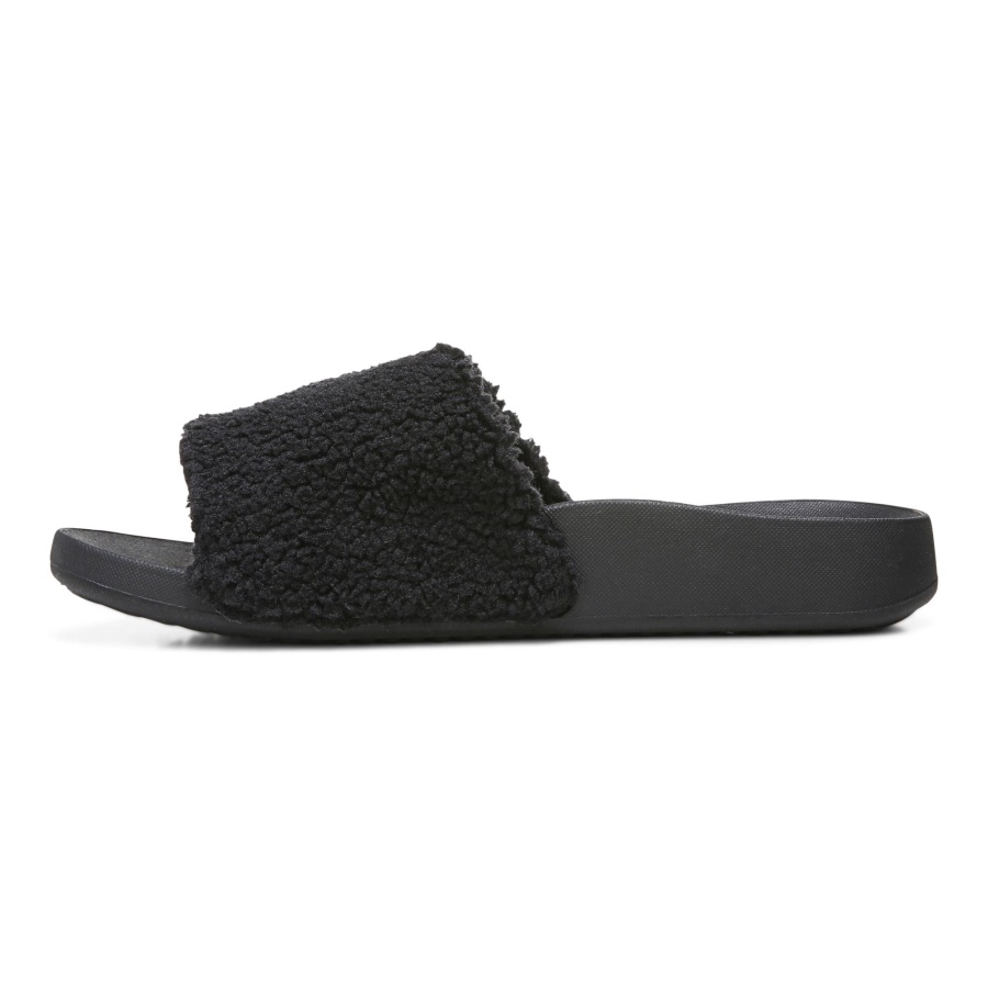 Keira Slide Sandal Vionic Black Shearling
