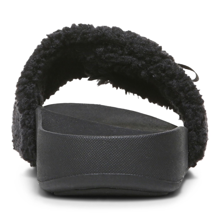 Keira Slide Sandal Vionic Black Shearling