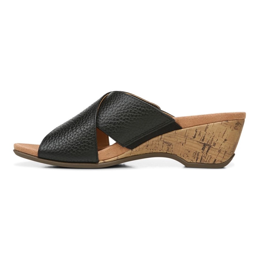 Leticia Wedge Sandal Vionic Black Leather