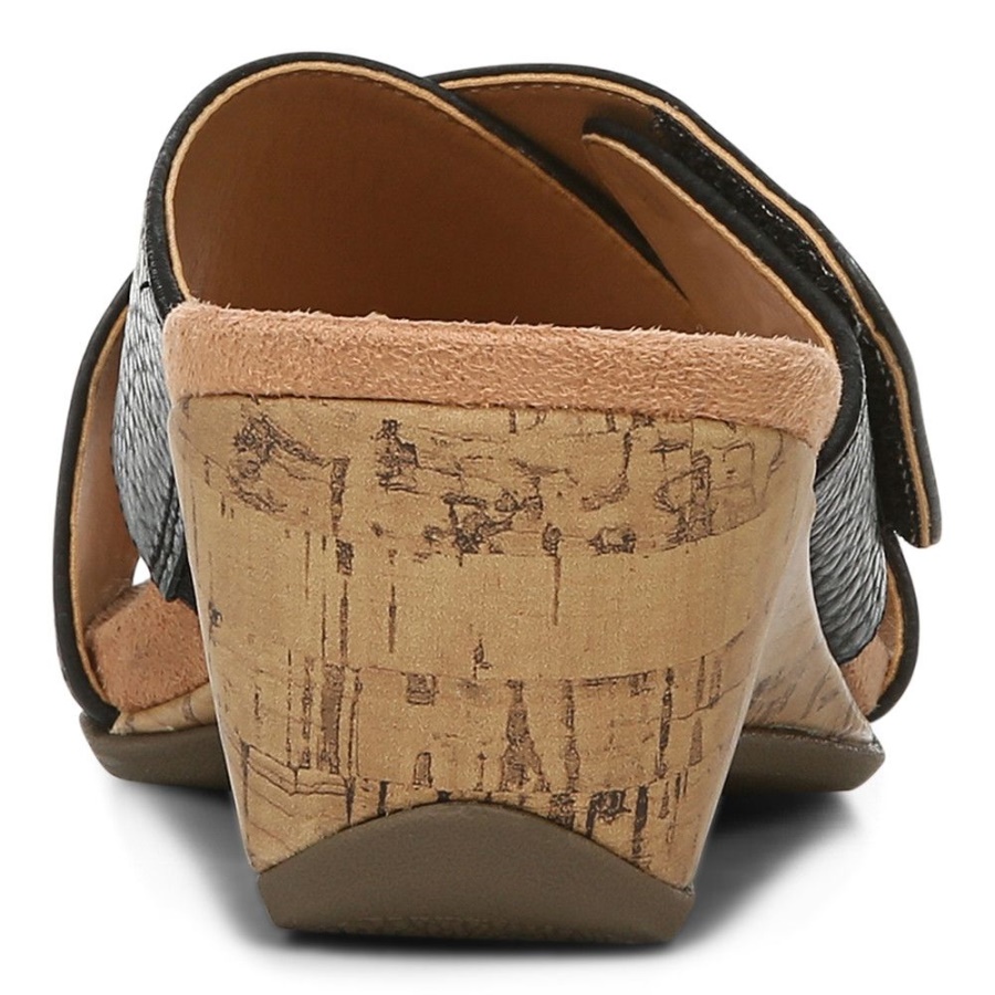 Leticia Wedge Sandal Vionic Black Leather