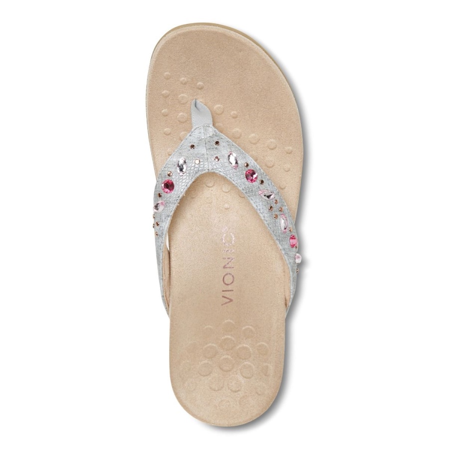 Lucia Toe Post Sandal Light Grey Vionic