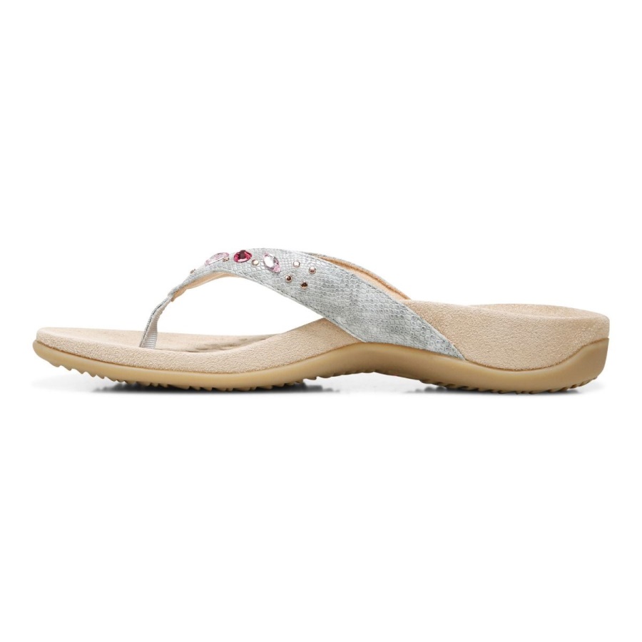 Lucia Toe Post Sandal Light Grey Vionic