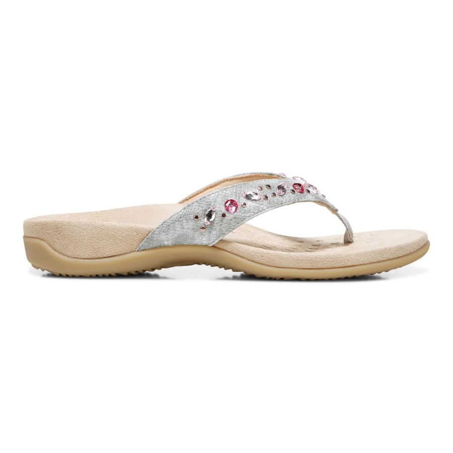 Lucia Toe Post Sandal Light Grey Vionic