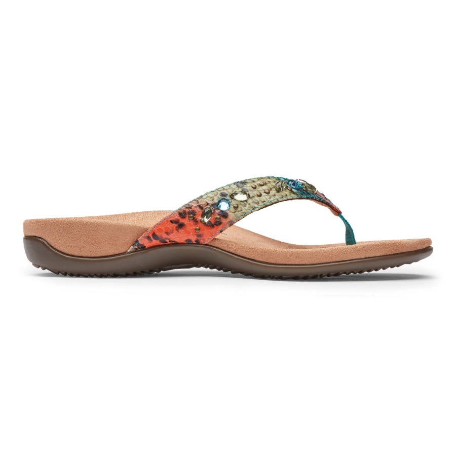 Lucia Toe Post Sandal Vionic Blue Teal Snake