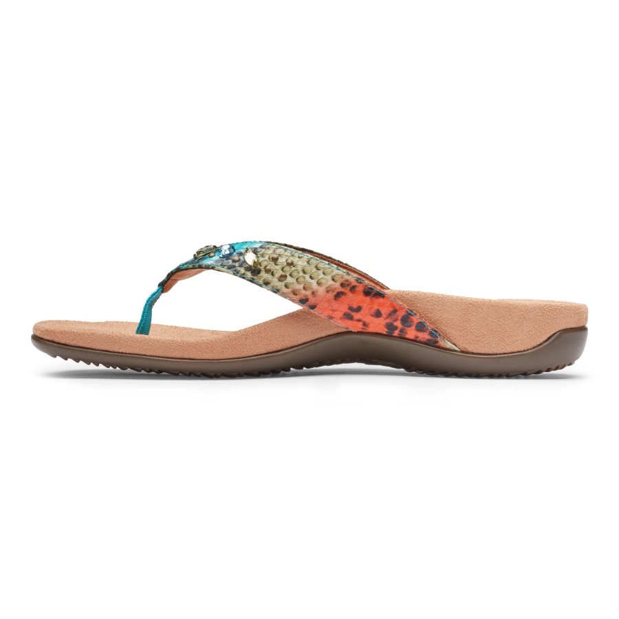 Lucia Toe Post Sandal Vionic Blue Teal Snake