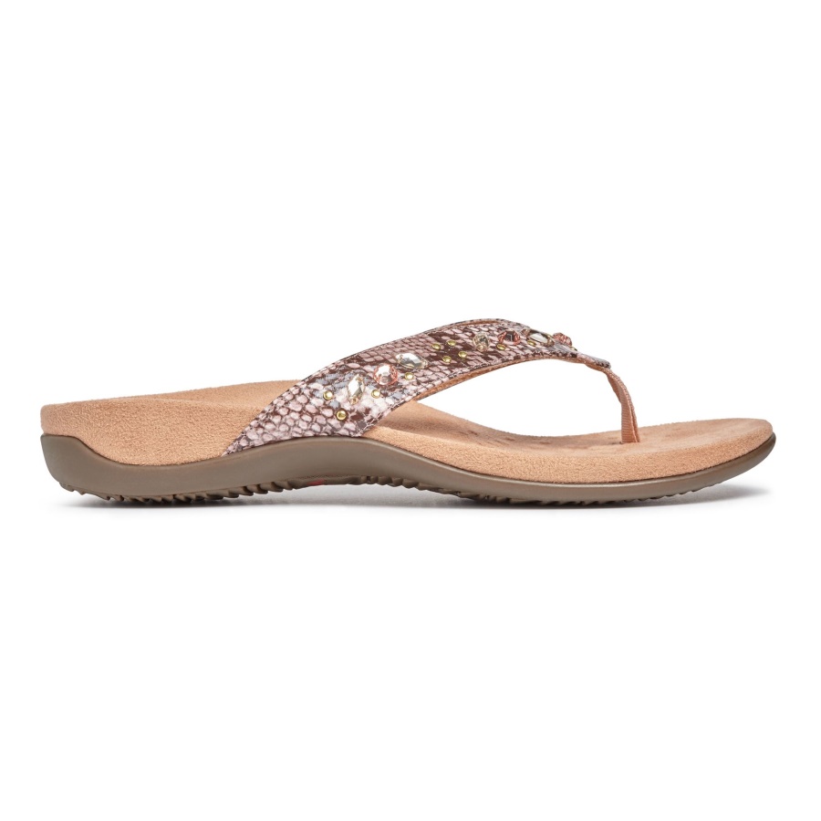 Lucia Toe Post Sandal Vionic Camelia Snake