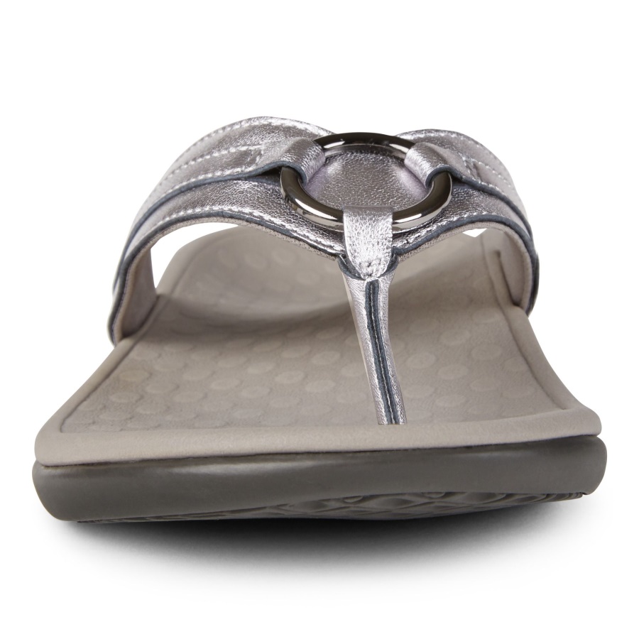 Tide Aloe Toe Post Sandal Vionic Pewter Leather