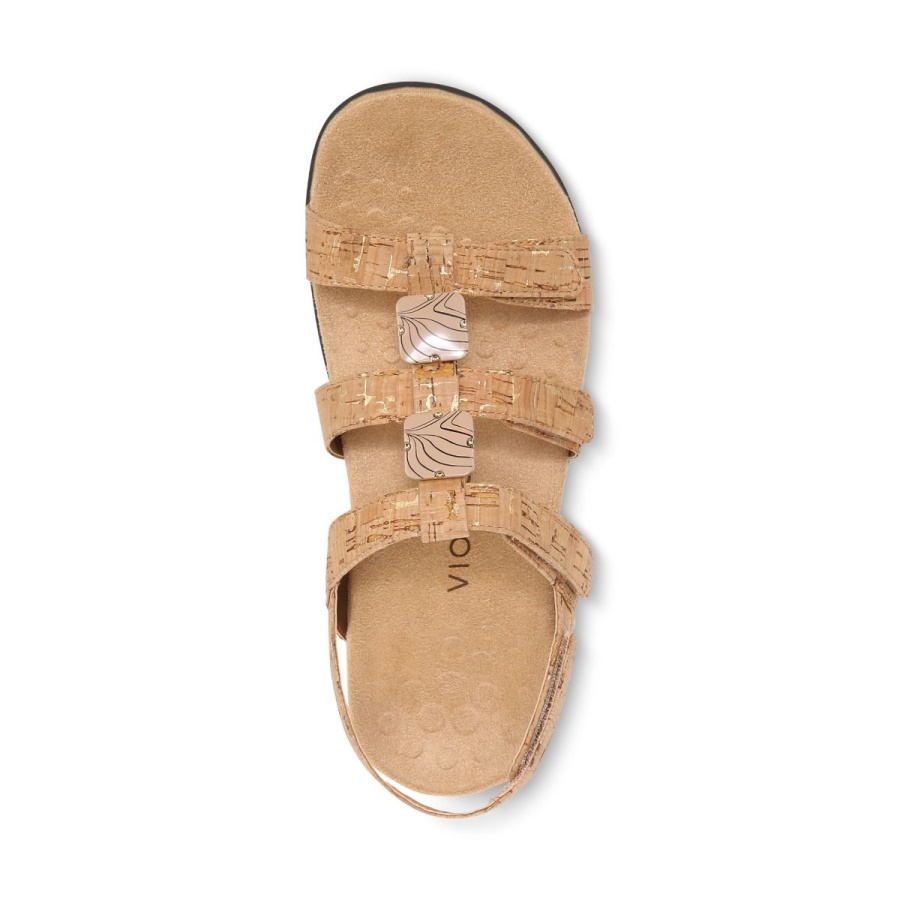 Vionic Amber Adjustable Sandal Gold Cork