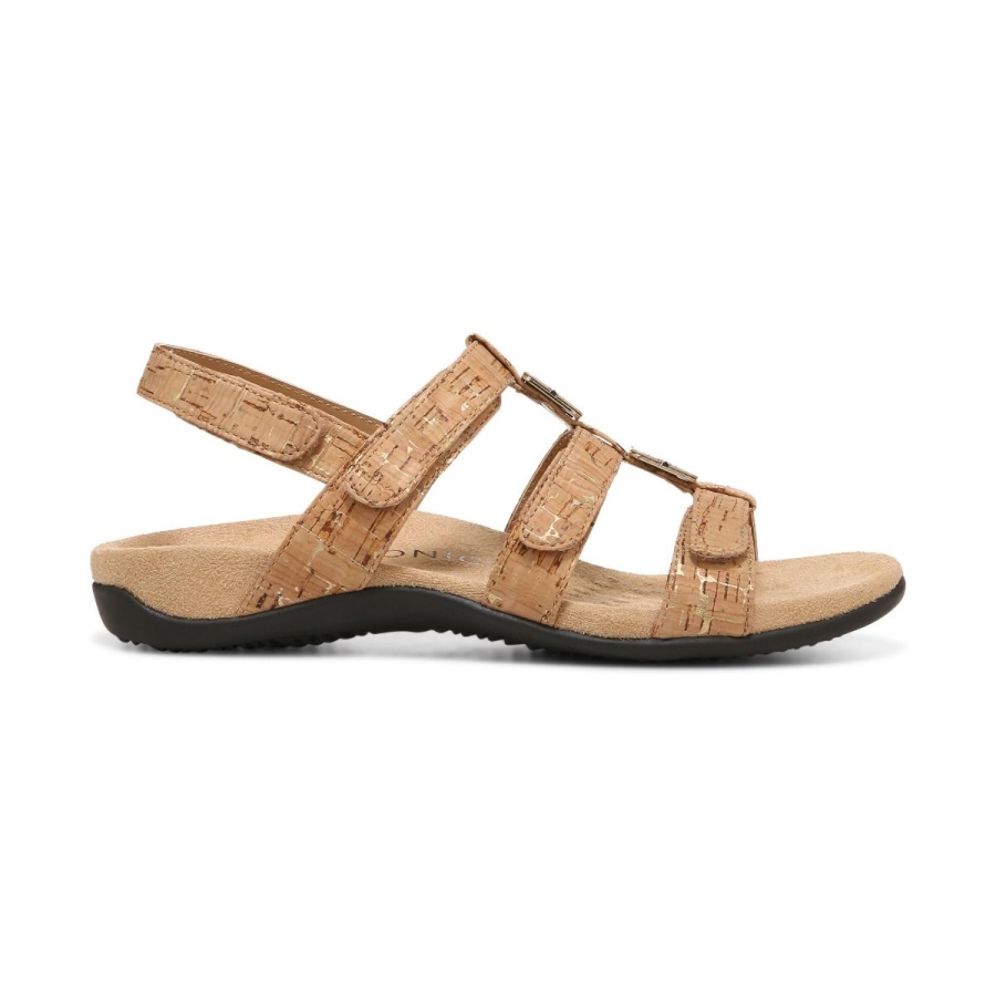 Vionic Amber Adjustable Sandal Gold Cork