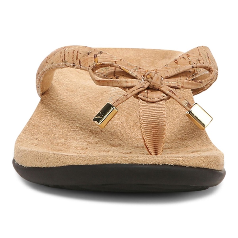 Vionic Bella Toe Post Sandal Gold Cork