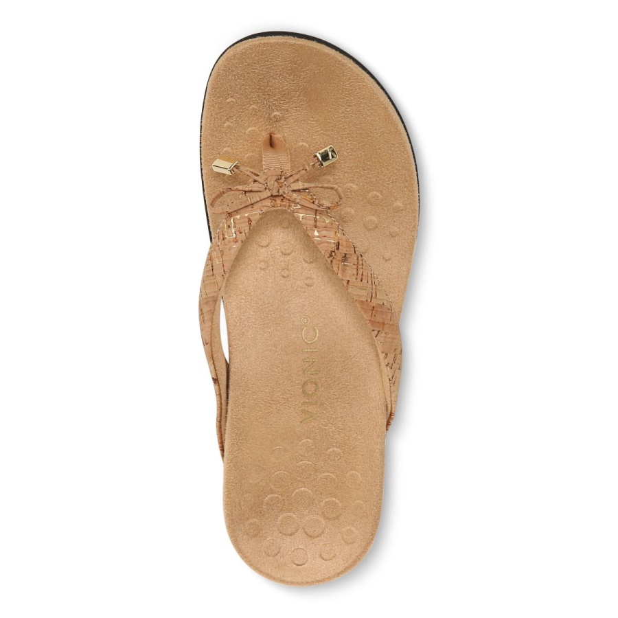 Vionic Bella Toe Post Sandal Gold Cork