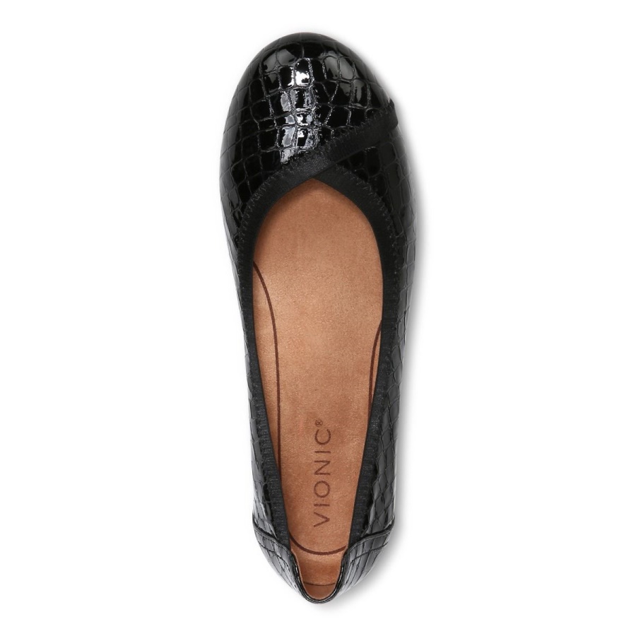 Vionic Black Croc Caroll Ballet Flat