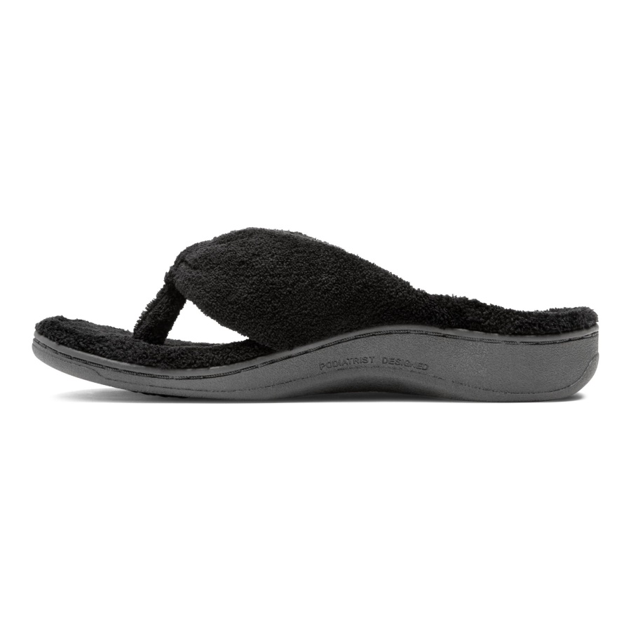 Vionic Black Gracie Toe Post Slipper