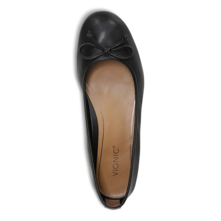 Vionic Black Leather Callisto Flat