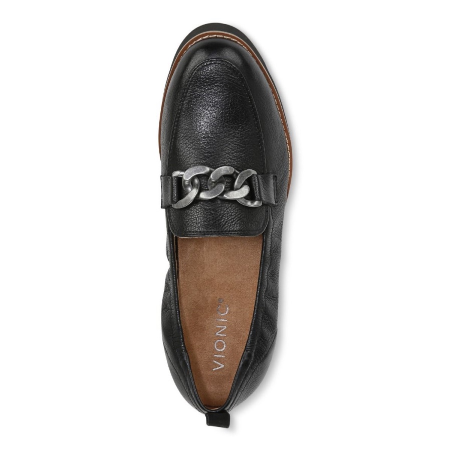 Vionic Black Leather Cynthia Loafer