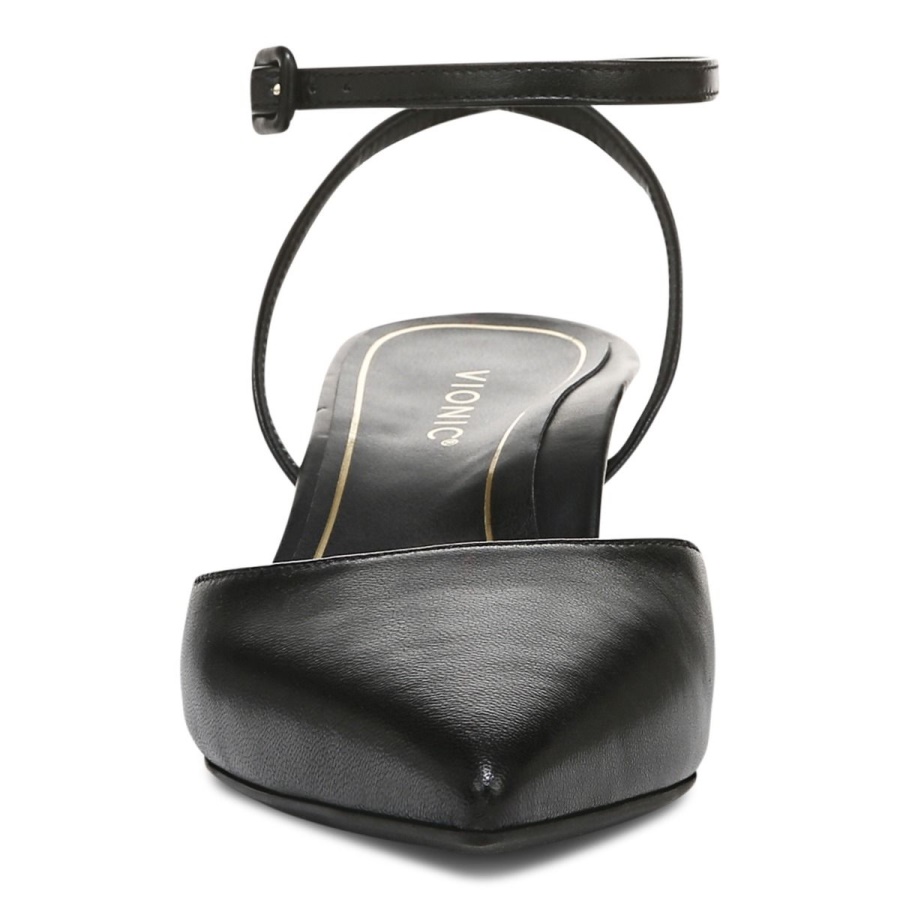 Vionic Black Leather Jacynda Kitten Heel