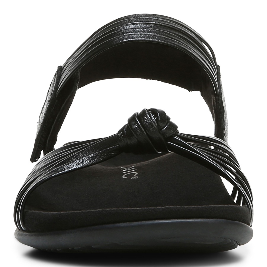 Vionic Black Leather Talulah Quarter Strap Sandal