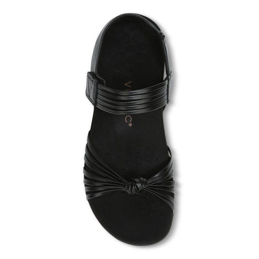 Vionic Black Leather Talulah Quarter Strap Sandal