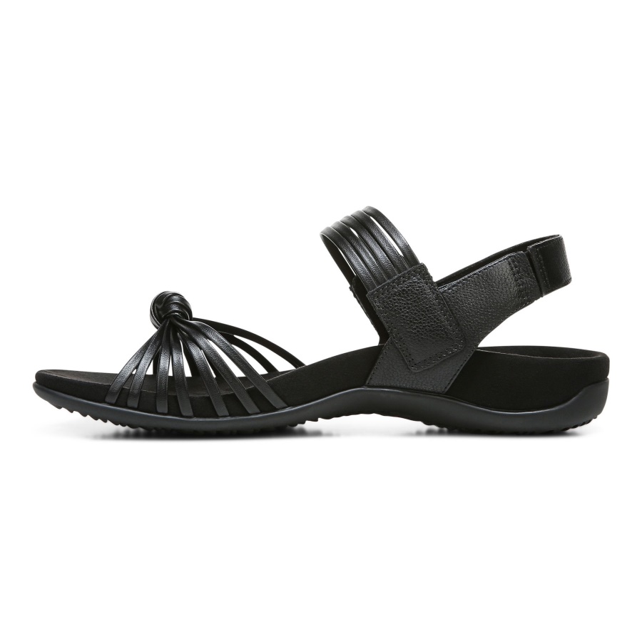 Vionic Black Leather Talulah Quarter Strap Sandal