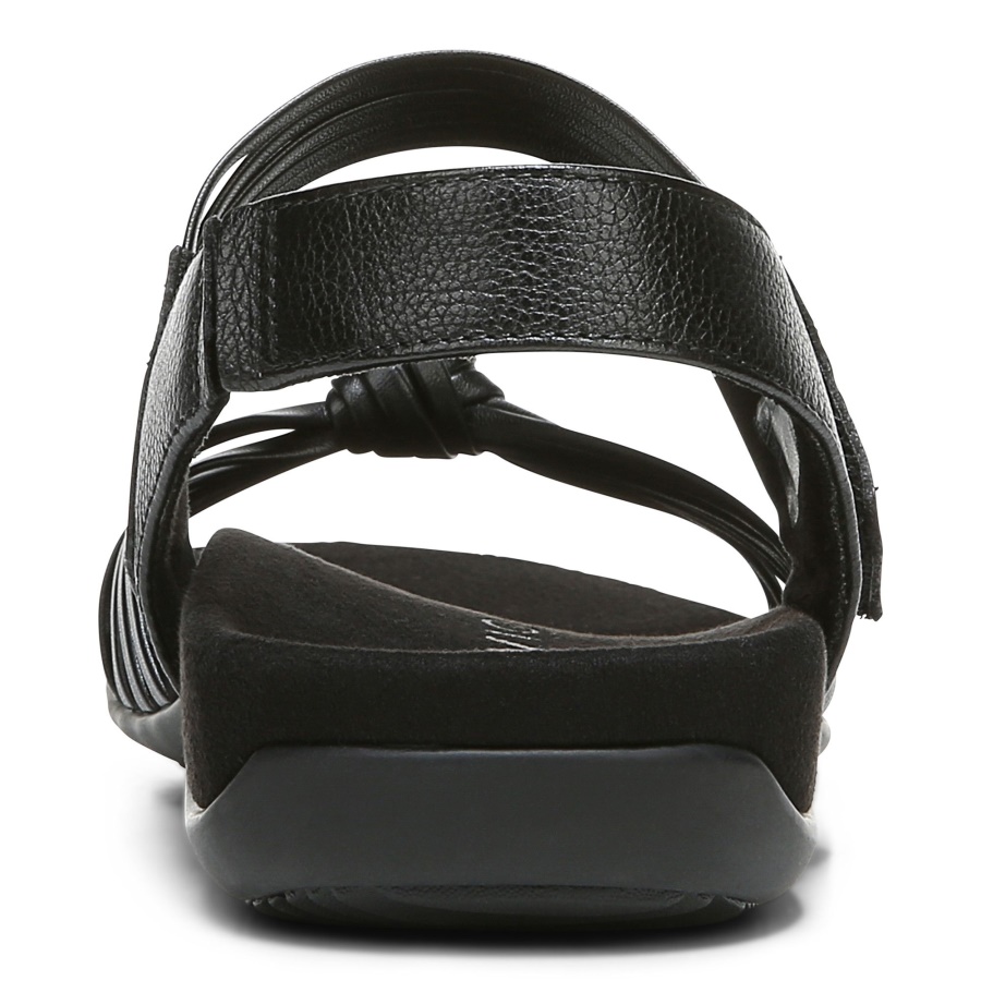 Vionic Black Leather Talulah Quarter Strap Sandal