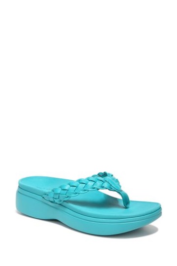 Vionic Blue Kenji Thong Wedge Sandals