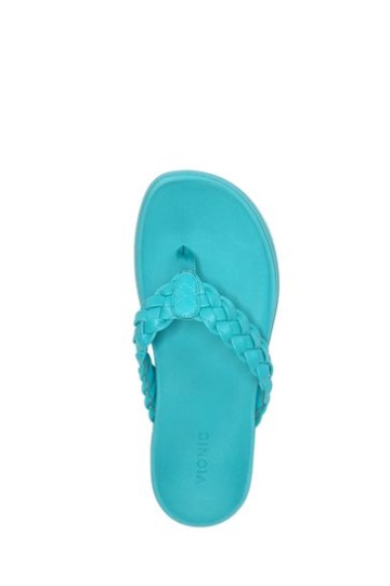Vionic Blue Kenji Thong Wedge Sandals