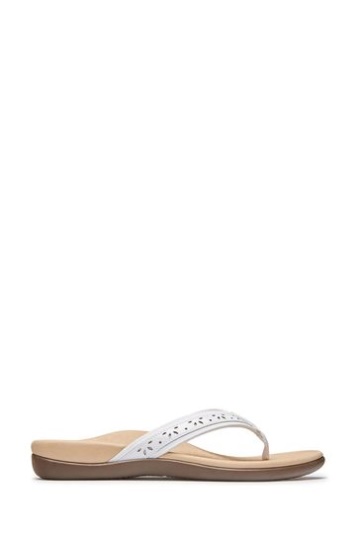 Vionic Casandra Toe Post Thong White Sandals