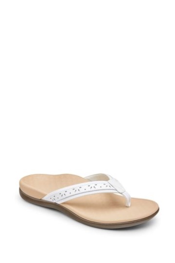 Vionic Casandra Toe Post Thong White Sandals