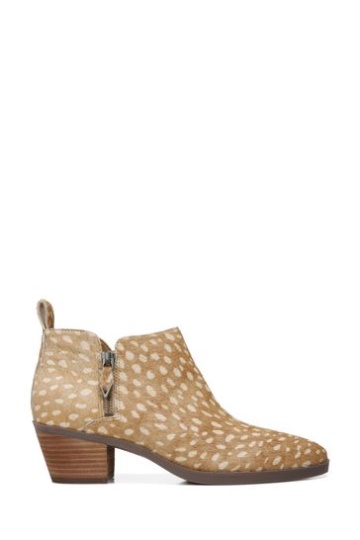 Vionic Cecily Deer Print Tan Brown Ankle Boots