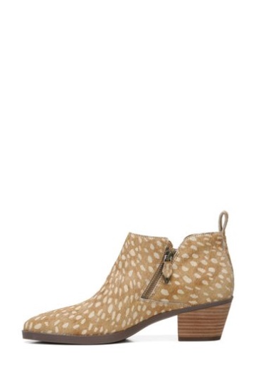 Vionic Cecily Deer Print Tan Brown Ankle Boots