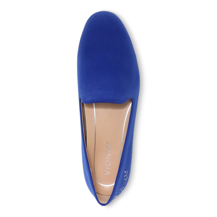 Vionic Cobalt Velvet Willa Slip on Flat