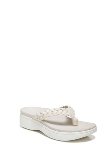 Vionic Cream Kenji Thong Wedge Sandals