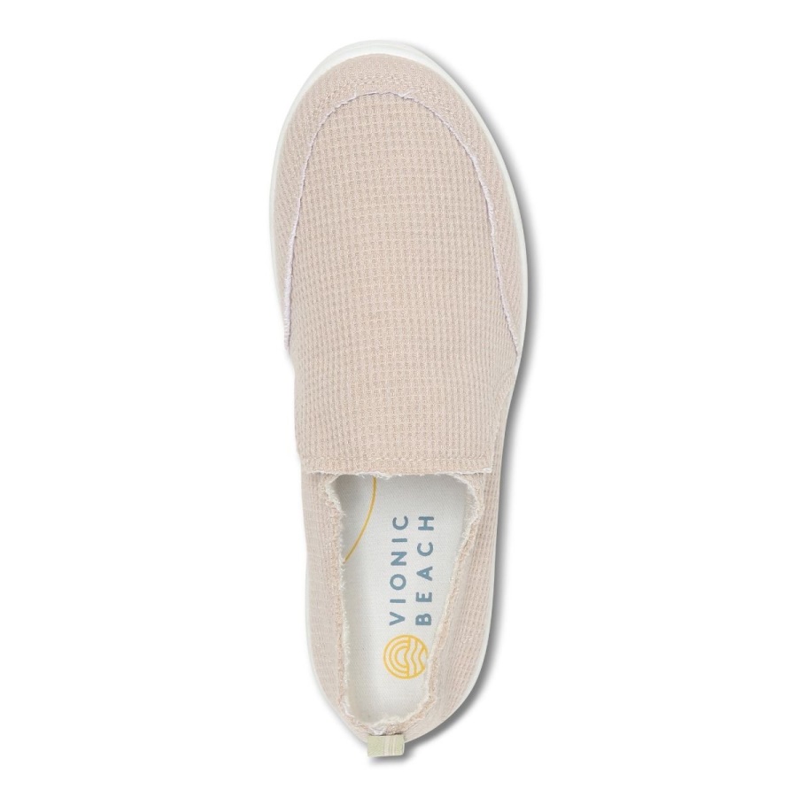 Vionic Cream Knit Beach Malibu Slip on Sneaker Waffle Knit