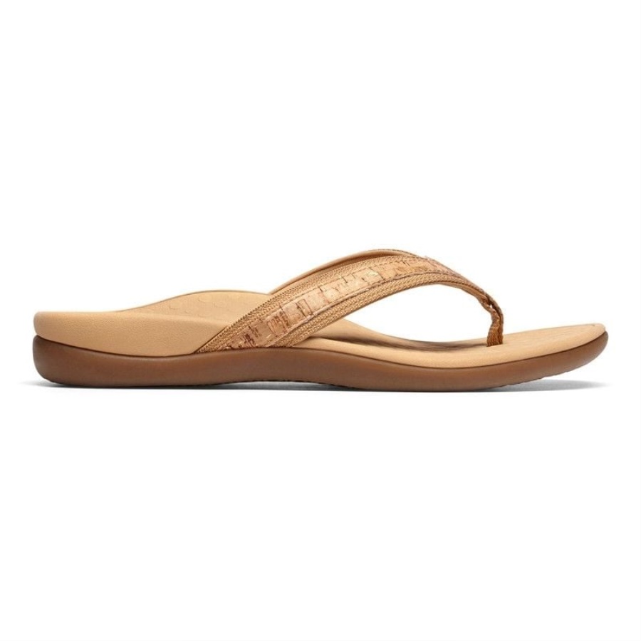 Vionic Gold Cork Tide II Toe Post Sandal