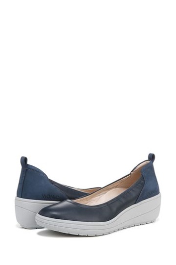 Vionic Jacey Blue Wedge Slip On Shoes