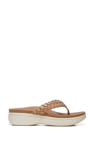 Vionic Kenji Brown Thong Wedge Sandals
