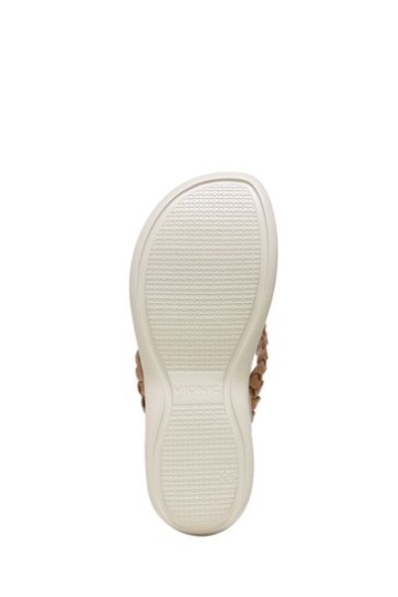 Vionic Kenji Brown Thong Wedge Sandals