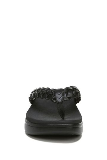 Vionic Kenji Thong Black Wedge Sandals