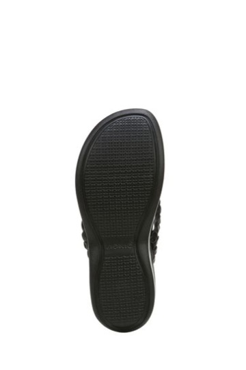 Vionic Kenji Thong Black Wedge Sandals