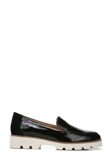 Vionic Kensley Black Crinkle Patent Slip On Shoes