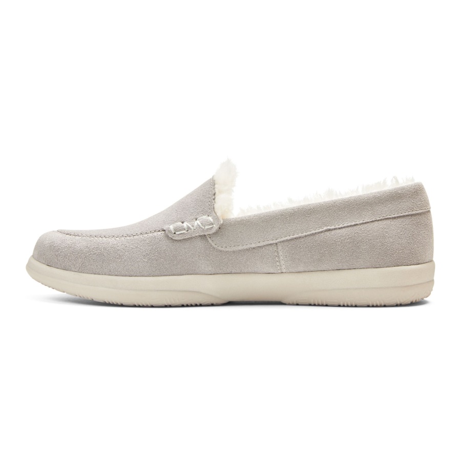 Vionic Light Grey Suede Lynez Slipper
