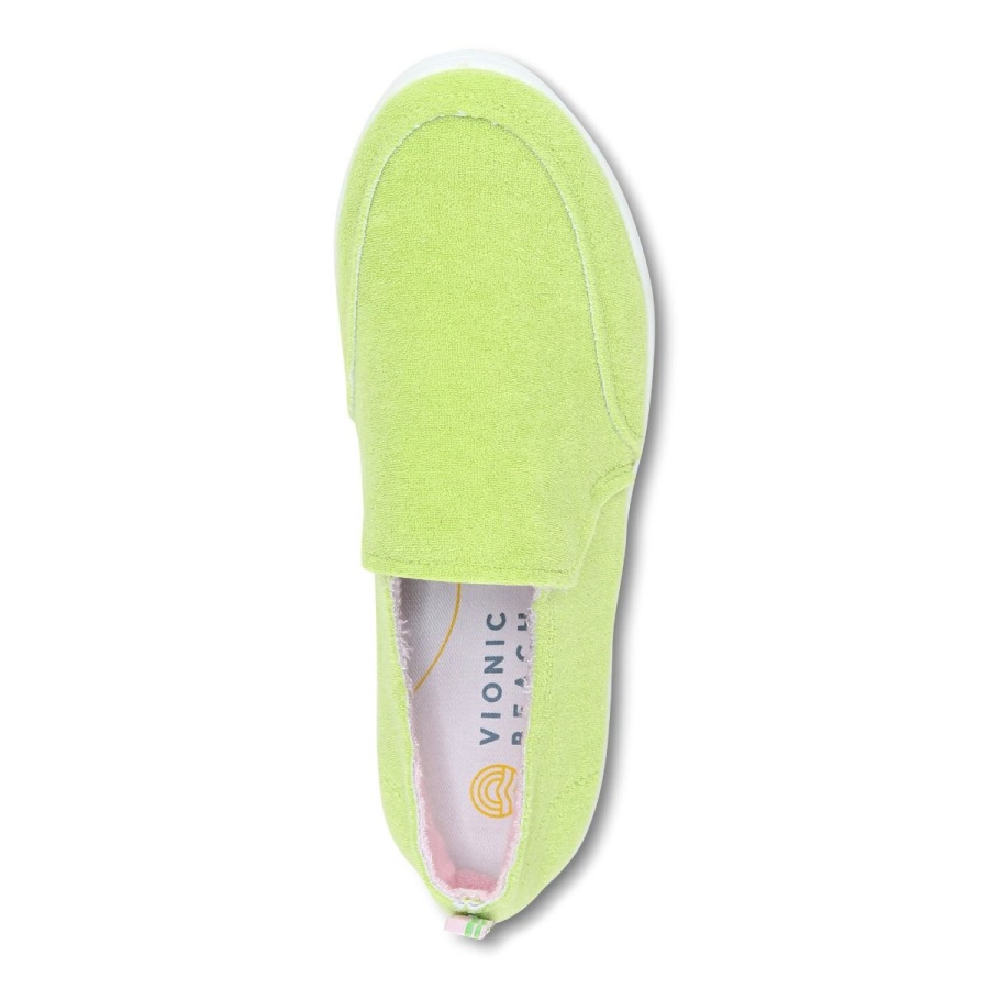 Vionic Lime Terry Beach Malibu Slip on Sneaker Terry