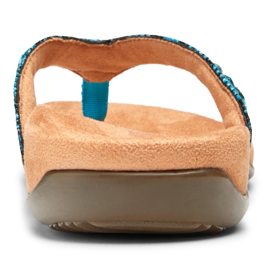 Vionic Lucia Toe Post Sandal Aqua Snake