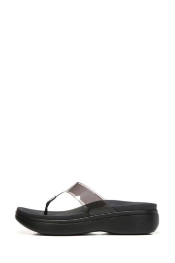 Vionic Luminous Thong Black Wedge Sandals