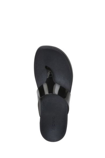 Vionic Luminous Thong Black Wedge Sandals