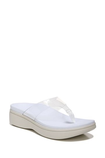 Vionic Luminous White Thong Wedge Sandals