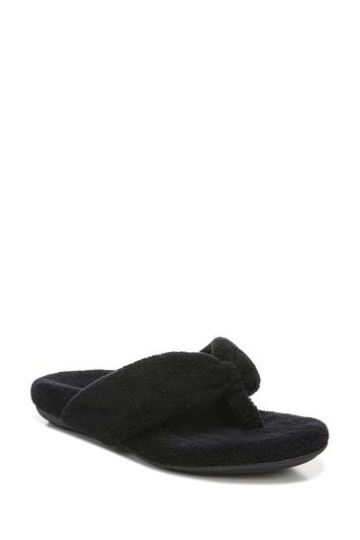 Vionic Lydia Black Terry Slippers