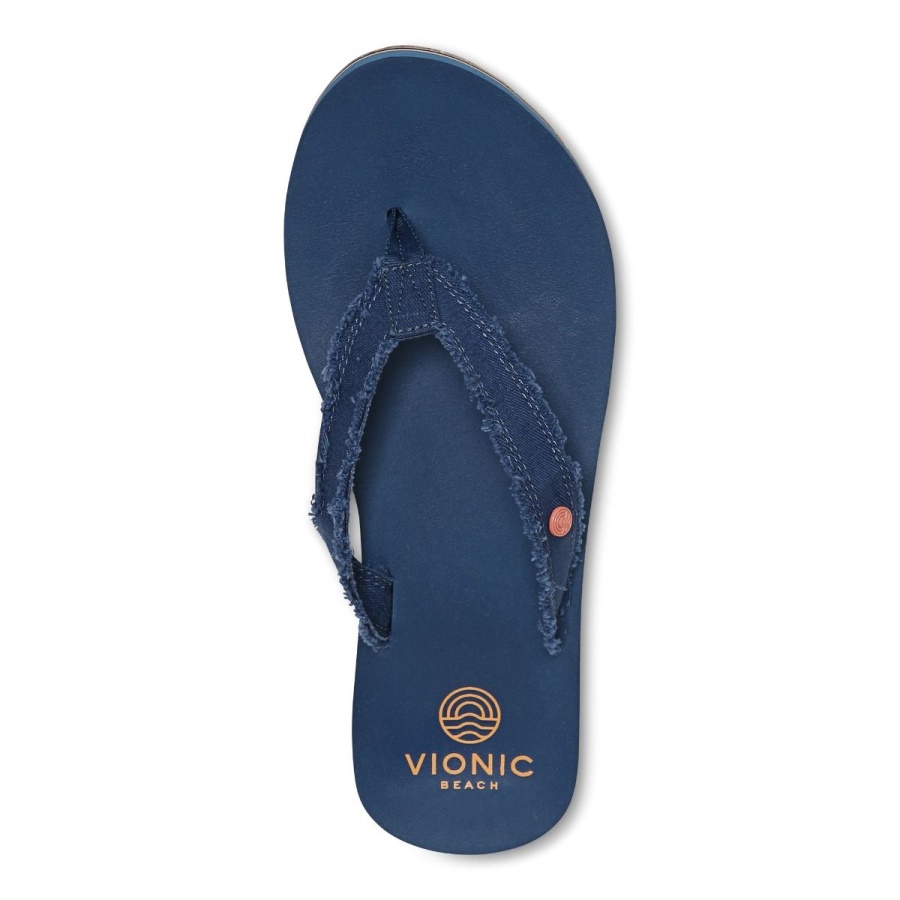 Vionic Navy Beach Unwind Toe Post Sandal