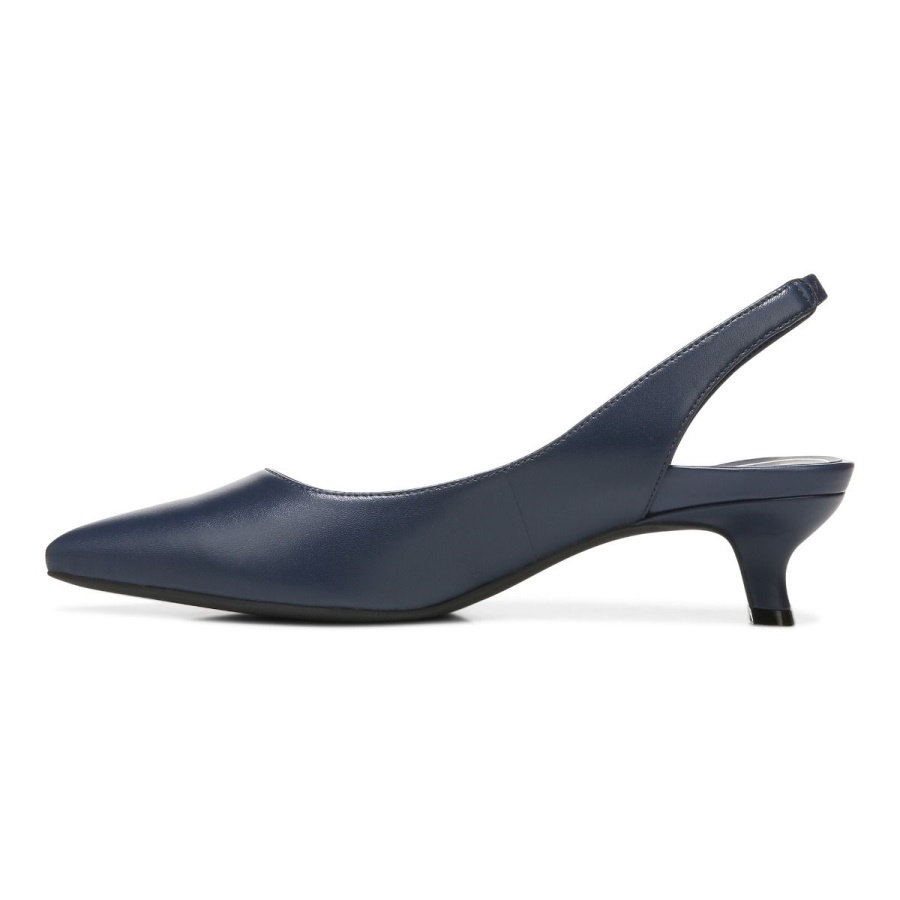 Vionic Navy Leather Ziva Kitten Heel