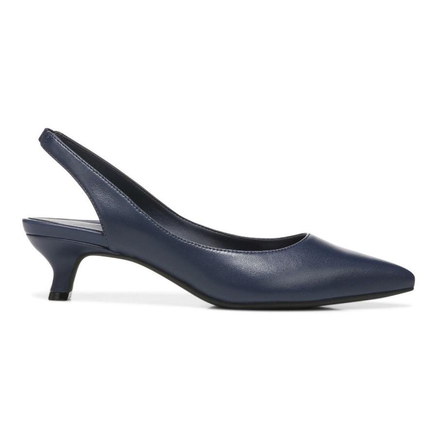 Vionic Navy Leather Ziva Kitten Heel